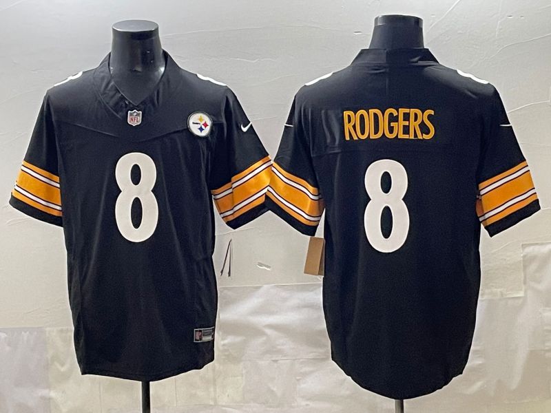 Men 2025 Pittsburgh Steelers #8 Rodgers Black Three generations Nike Limited NFL Jersey style 5